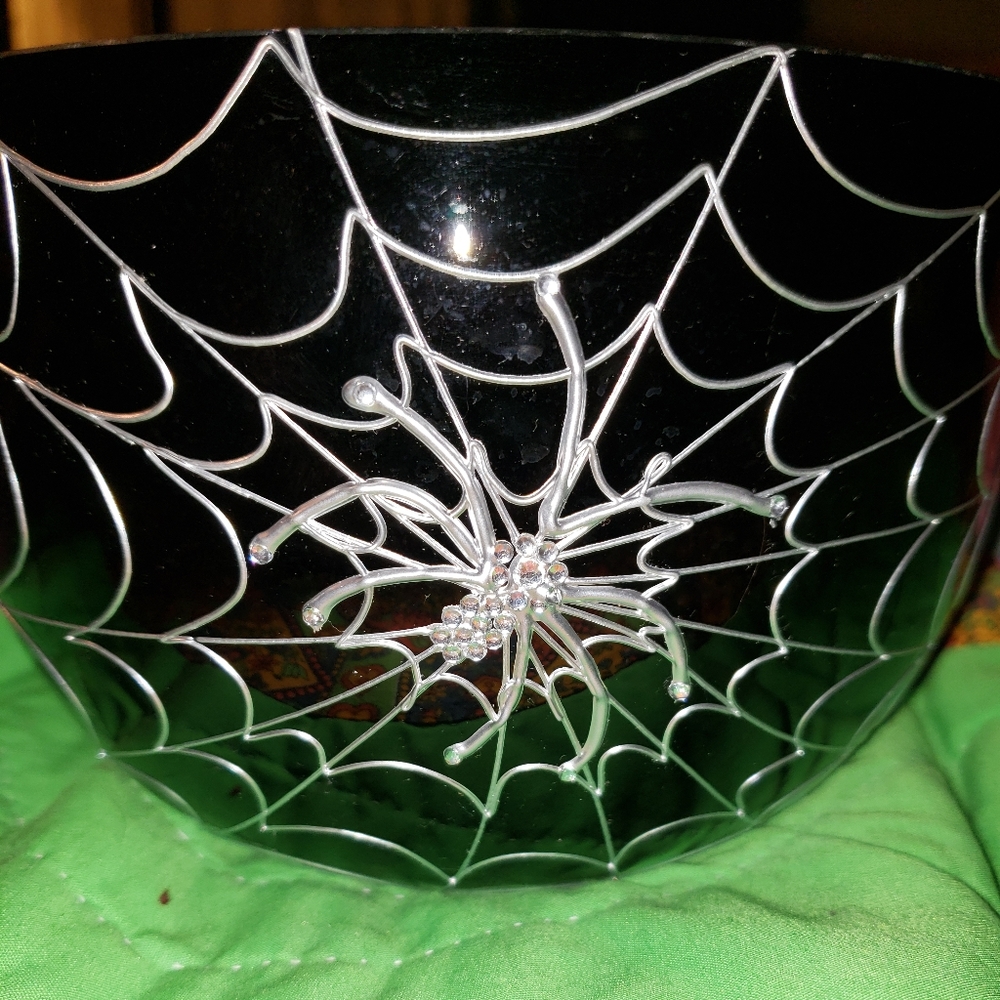 3 for $30  Black glass spider bowl